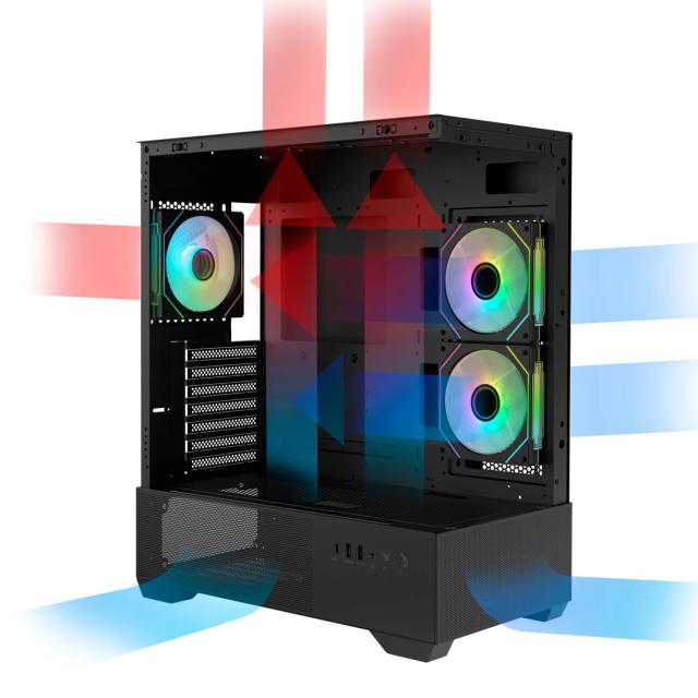 Кутия за компютър Zalman Chronix V2 A-RGB Black, Middle Tower, 1x USB Type-C, 1x USB 3.0, 1x USB 2.0, 1x HD Audio, ATX / mATX / Mini-ITX