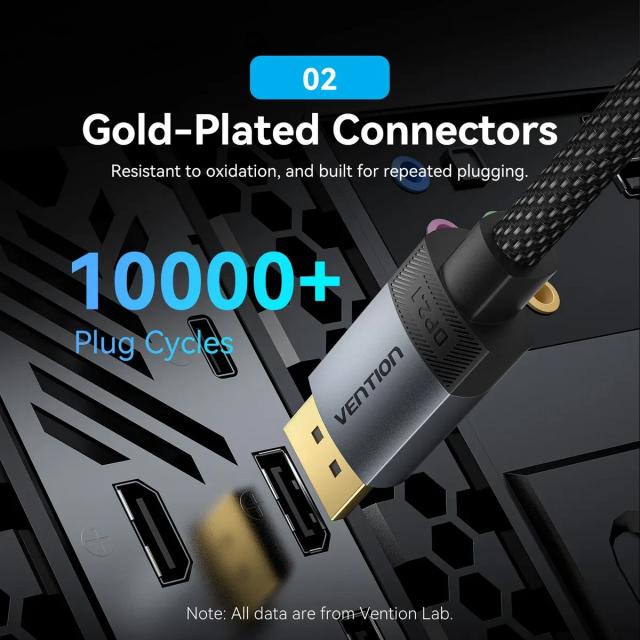 Кабел Vention Display Port v2.1 DP M / M Black 16K@60Hz, 3.0 м
