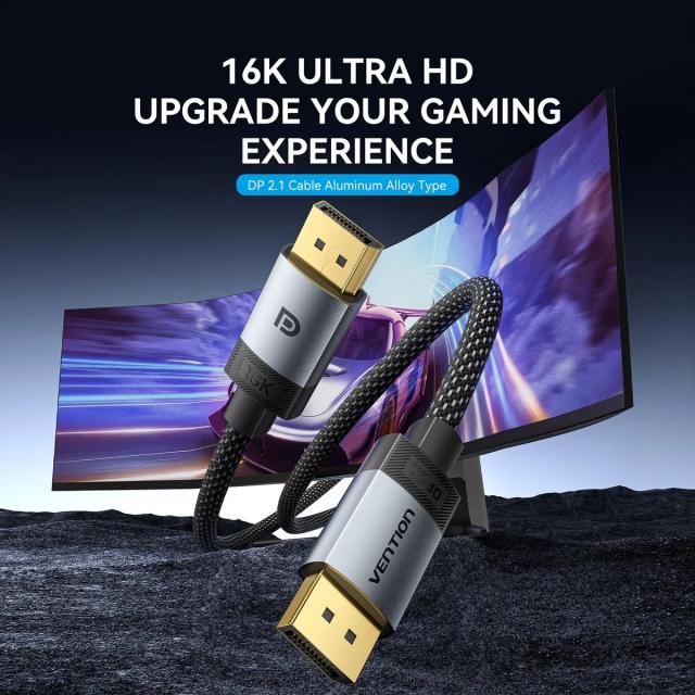 Кабел Vention Display Port v2.1 DP M / M Black 16K@60Hz, 2.0 м