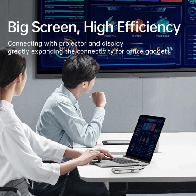 Мултипортов адаптер Orico PW11-6PCR-GY-EP, HDMI x 1, USB-C x 1, USB3.0 x 2, USB-C PD100W x 1, LAN x 1 (1Gbps)