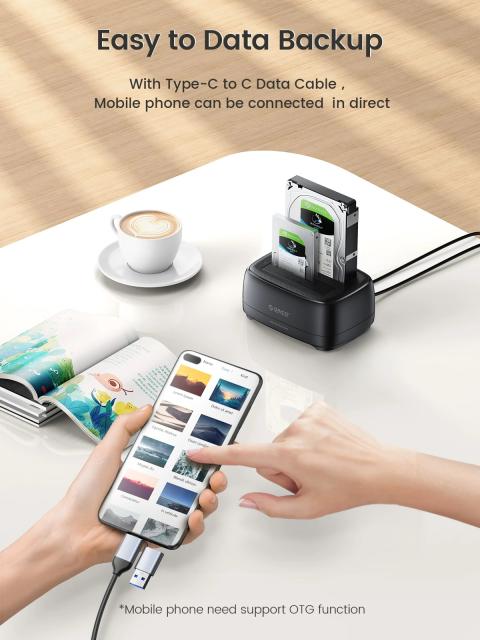 Докинг станция Orico HDD/SSD 2.5/3.5 USB-C/USB-A