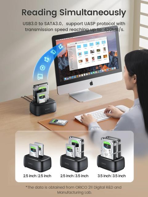 Докинг станция Orico HDD/SSD 2.5/3.5 USB-C/USB-A