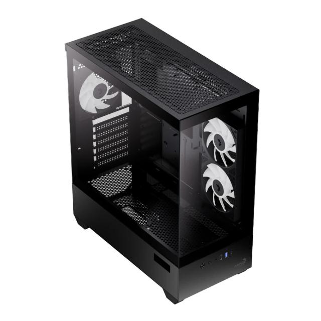 Кутия AeroCool P500D A-RGB Digital Display, Middle Tower, 1x USB Type-C, 1x USB 3.0, 1x USB 2.0, ATX / mATX / Mini-ITX
