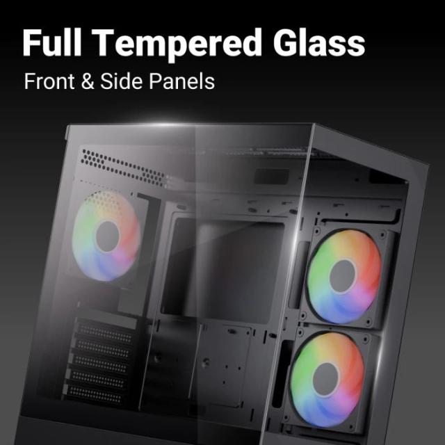 Кутия AeroCool P500D A-RGB Digital Display, Middle Tower, 1x USB Type-C, 1x USB 3.0, 1x USB 2.0, ATX / mATX / Mini-ITX