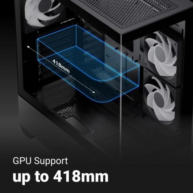 Кутия AeroCool P500D A-RGB Digital Display, Middle Tower, 1x USB Type-C, 1x USB 3.0, 1x USB 2.0, ATX / mATX / Mini-ITX