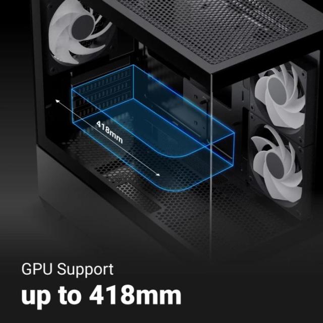 Кутия AeroCool P300D A-RGB Digital Display, Mini Tower, 1x USB Type-C, 1x USB 3.0, 1x USB 2.0, mATX / Mini-ITX