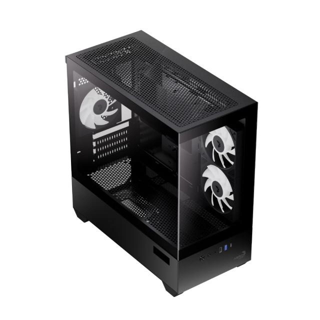 Кутия AeroCool P300D A-RGB Digital Display, Mini Tower, 1x USB Type-C, 1x USB 3.0, 1x USB 2.0, mATX / Mini-ITX