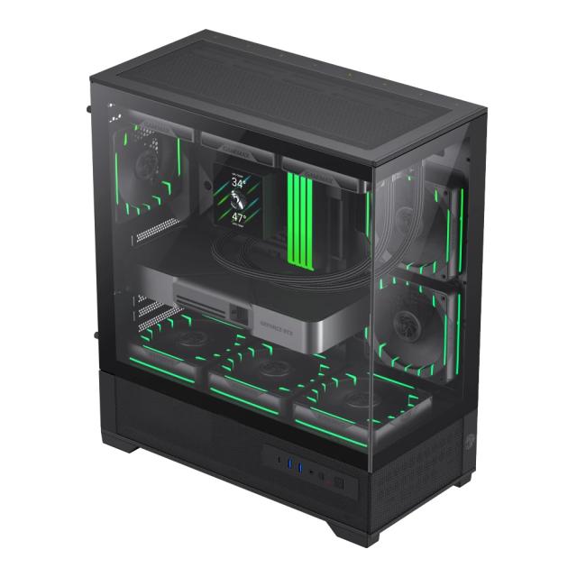 Кутия Gamemax Vista 2 AB, Middle Tower, 2x USB 3.2, 1x USB Type-C, EATX / ATX / mATX / Mini-ITX