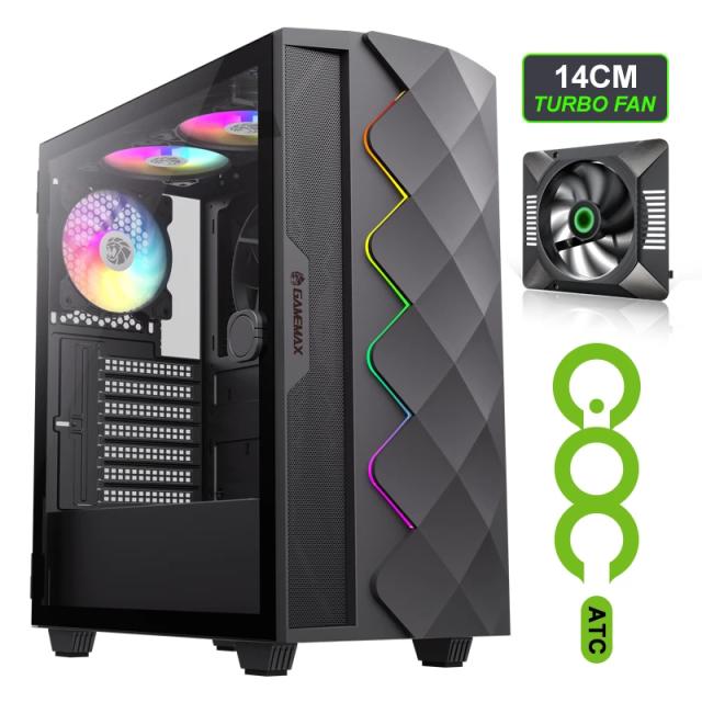Кутия Gamemax Diamond CP A-RGB, Middle Tower, 1x USB 3.0, 1x USB 2.0, ATX / mATX / Mini-ITX