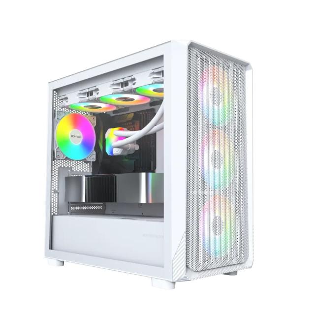Кутия Montech X5M White A-RGB, Mini Tower, 1x USB Type-C, 1x USB 3.0, 1x USB 2.0, mATX / Mini-ITX