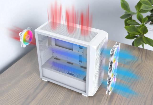 Кутия Montech X5M White A-RGB, Mini Tower, 1x USB Type-C, 1x USB 3.0, 1x USB 2.0, mATX / Mini-ITX
