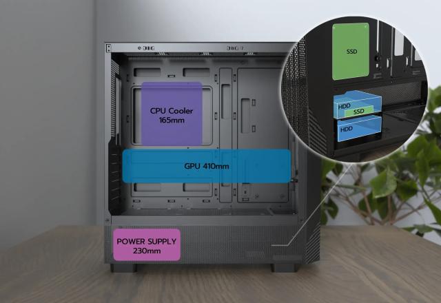 Кутия Montech X5 White A-RGB, Middle Tower, 1x USB Type-C, 1x USB 3.0, 1x USB 2.0, ATX / mATX / Mini-ITX