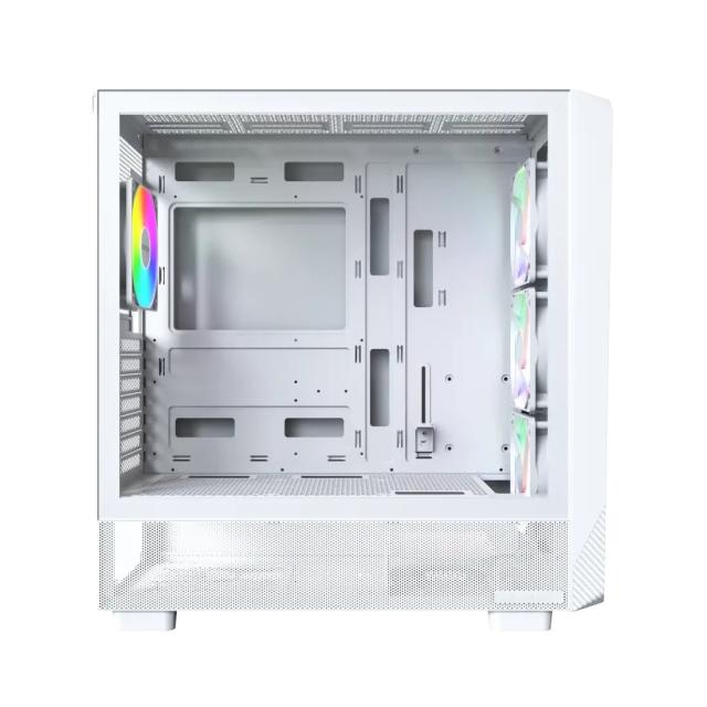 Кутия Montech X5 White A-RGB, Middle Tower, 1x USB Type-C, 1x USB 3.0, 1x USB 2.0, ATX / mATX / Mini-ITX