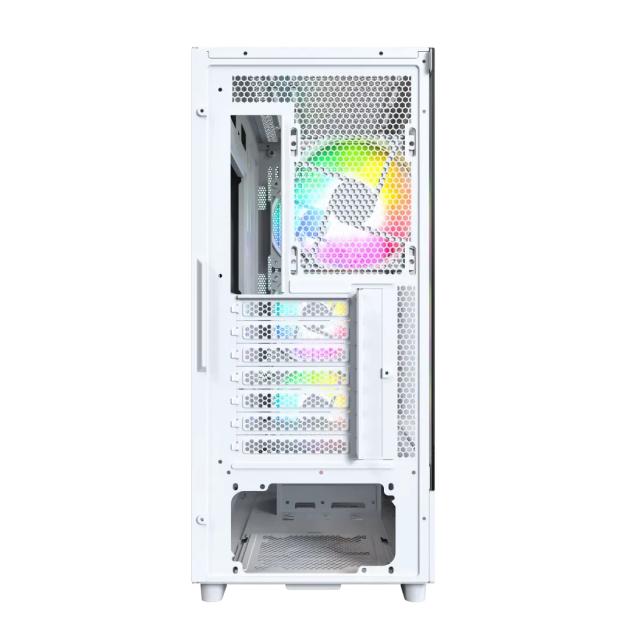 Кутия Montech X5 White A-RGB, Middle Tower, 1x USB Type-C, 1x USB 3.0, 1x USB 2.0, ATX / mATX / Mini-ITX