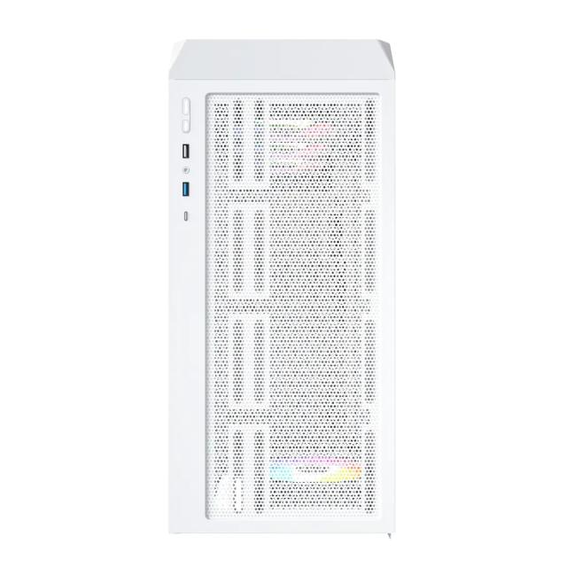 Кутия Montech X5 White A-RGB, Middle Tower, 1x USB Type-C, 1x USB 3.0, 1x USB 2.0, ATX / mATX / Mini-ITX