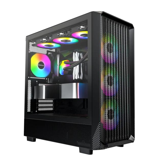 Кутия Montech X5 Black A-RGB, Middle Tower, 1x USB Type-C, 1x USB 3.0, 1x USB 2.0, ATX / mATX / Mini-ITX