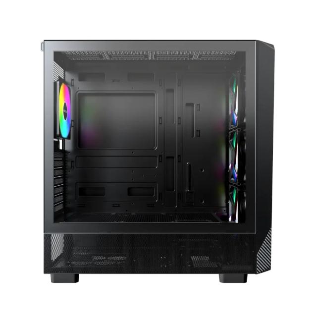 Кутия Montech X5 Black A-RGB, Middle Tower, 1x USB Type-C, 1x USB 3.0, 1x USB 2.0, ATX / mATX / Mini-ITX