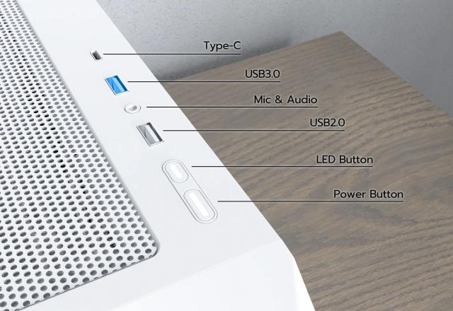 Кутия Montech X5 Black A-RGB, Middle Tower, 1x USB Type-C, 1x USB 3.0, 1x USB 2.0, ATX / mATX / Mini-ITX