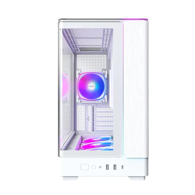 Кутия Montech KING 15 PRO White A-RGB, Mini Tower, 1x USB Type-C, 1x USB 3.0, 1x USB 2.0, mATX / Mini-ITX