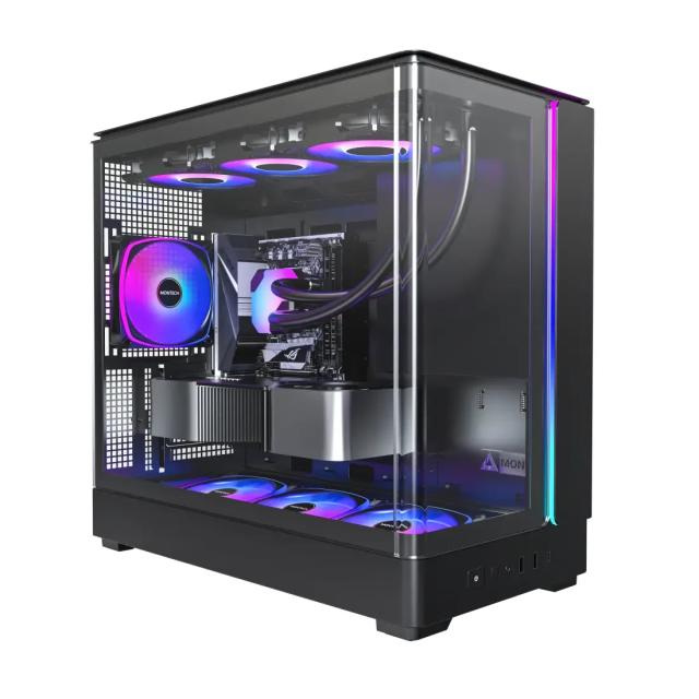 Кутия Montech KING 15 PRO Black A-RGB, Mini Tower, 1x USB Type-C, 1x USB 3.0, 1x USB 2.0, mATX / Mini-ITX
