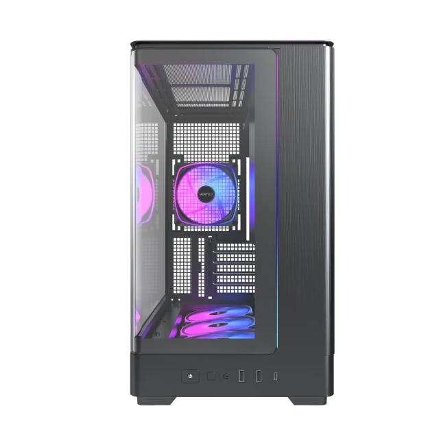 Кутия Montech KING 15 PRO Black A-RGB, Mini Tower, 1x USB Type-C, 1x USB 3.0, 1x USB 2.0, mATX / Mini-ITX