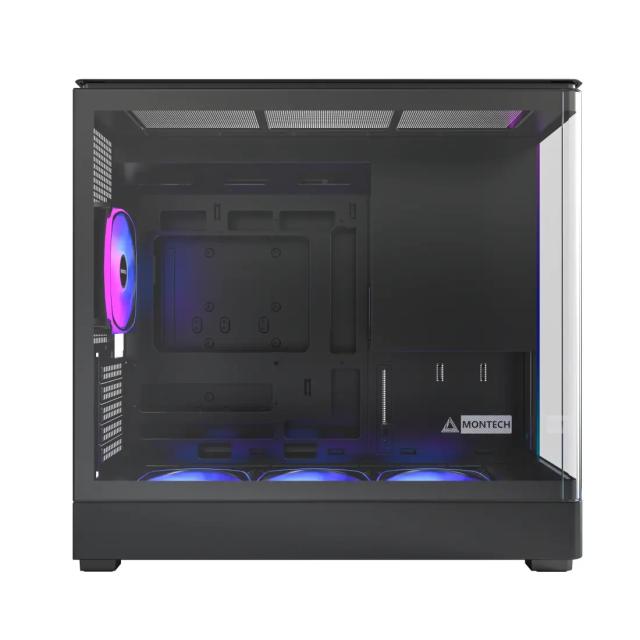 Кутия Montech KING 15 PRO Black A-RGB, Mini Tower, 1x USB Type-C, 1x USB 3.0, 1x USB 2.0, mATX / Mini-ITX