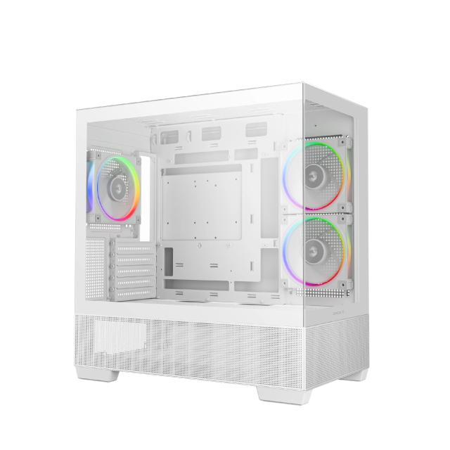 Кутия DeepCool CG380 3F White ARGB, Mini Tower, 1x USB Type-C, 2x USB 3.0, mATX / Mini-ITX