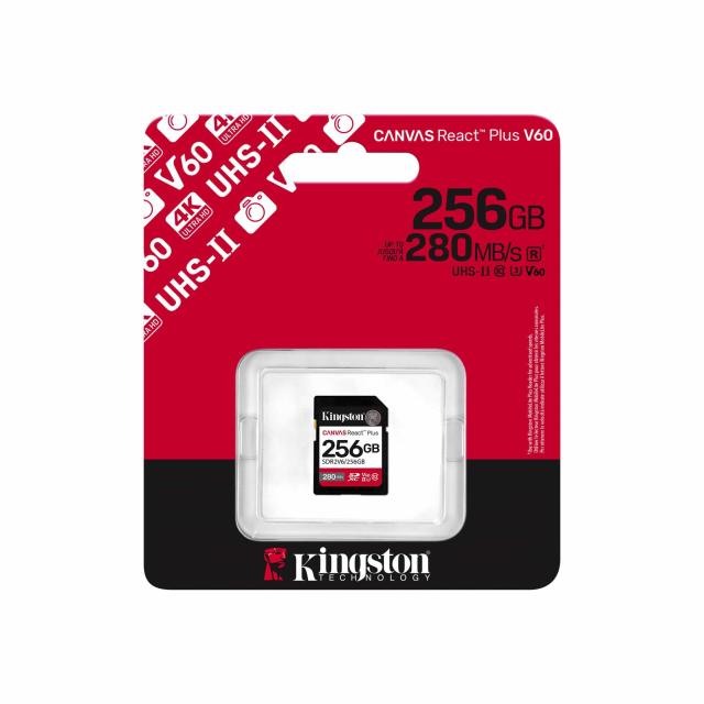 Карта памет Kingston Canvas React Plus 256GB, UHS-II Video Speed Class (V60)
