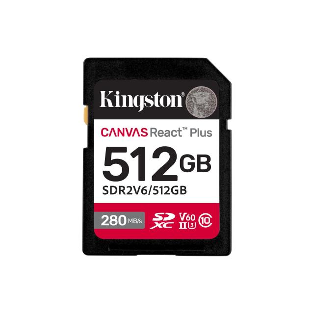 Карта памет Kingston Canvas React Plus 512GB, UHS-II Video Speed Class (V60)