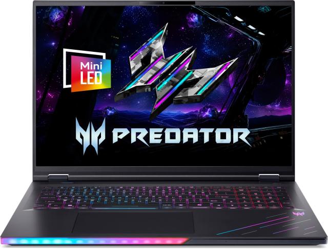 Лаптоп Acer Predator Helios 18 AI PH18-I71-96L6, Intel Core Ultra 9 290HX Plus 24C (1.80 / 5.50 GHz, 36MB Cache), 18.0" (45.72 cm) UHD+ IPS mini-LED Display, NVIDIA GeForce RTX5090 24GB GDDR7 DLSS 4, 192GB DDR5, 2TB M.2 NVMe SSD, Windows 11 Pro