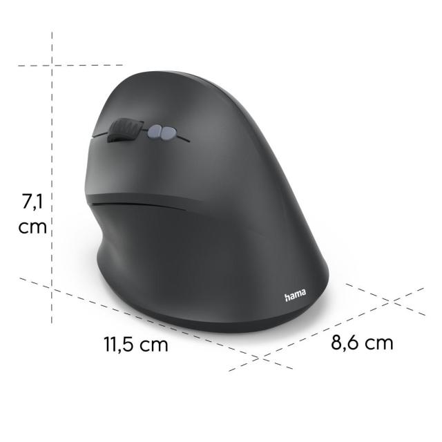 Мишка HAMA EMW-500L Wireless, ергономична мишка, оптичен (1600 DPI), /за лява ръка/, черна