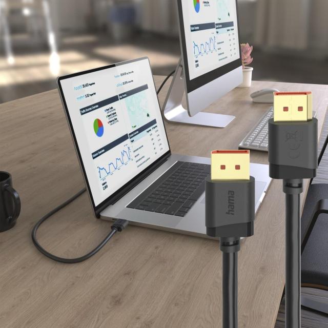 Кабел HAMA DisplayPort към DisplayPort 2.1, Ultra-HD 8K, 40 Gbit/s, 2 м