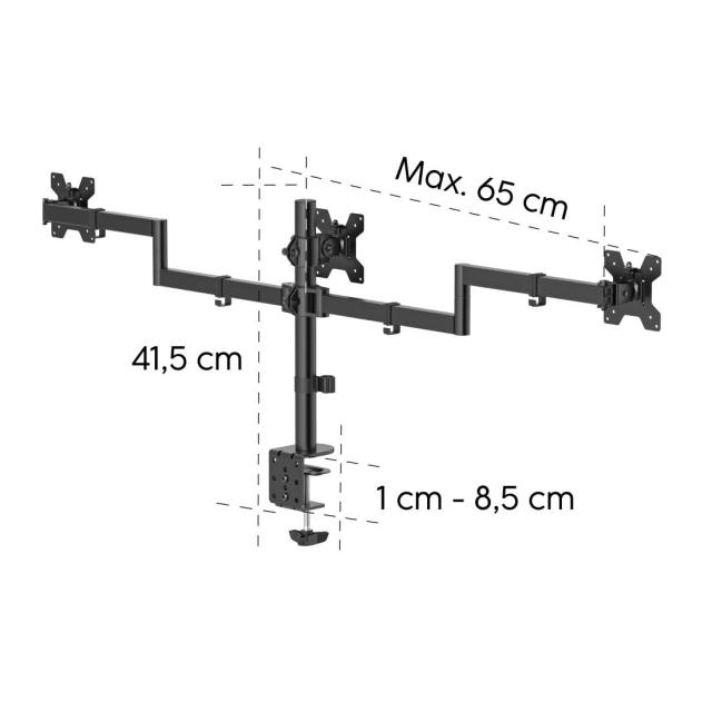 Стойка HAMA за 3 монитора, регулируема височина, 13" - 27"