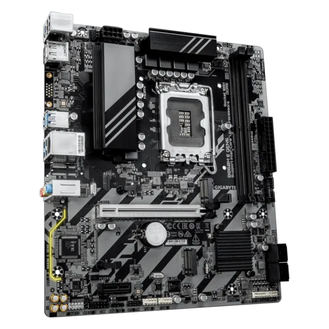 Дънна платка GIGABYTE B860M E GEN5, LGA1851, 2x DDR5, 2x m.2 Socket 3, 4x SATA 6Gb/s, HDMI, DP, MicroATX