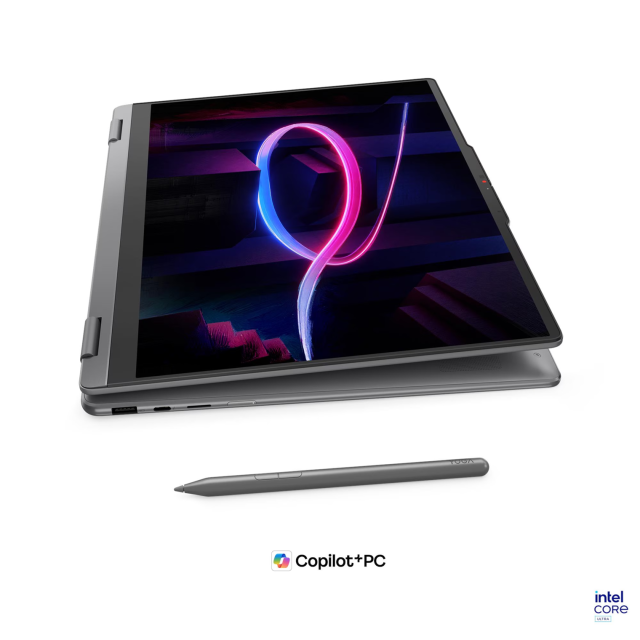 Лаптоп Lenovo Yoga 7 2-in-1 16IPH11 Aura Edition, Intel Core Ultra 7 355 8C (1.7 / 4.7 GHz, 12MB Cache), 16" (40.64cm) 2.8K OLED 500nits Glossy Display, Intel Graphics 4 Xe3, 32GB LPDDR5X, 1TB M.2 NVMe SSD, Windows 11 Home