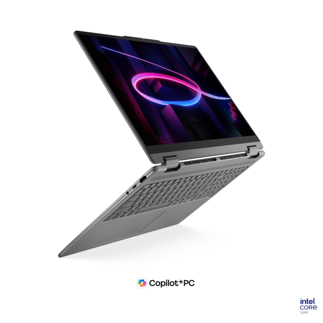 Лаптоп Lenovo Yoga 7 2-in-1 16IPH11 Aura Edition, Intel Core Ultra 7 355 8C (1.7 / 4.7 GHz, 12MB Cache), 16" (40.64cm) 2.8K OLED 500nits Glossy Display, Intel Graphics 4 Xe3, 32GB LPDDR5X, 1TB M.2 NVMe SSD, Windows 11 Home