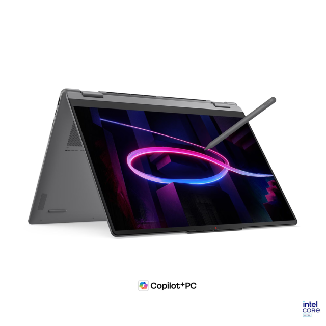 Лаптоп Lenovo Yoga 7 2-in-1 16IPH11 Aura Edition, Intel Core Ultra 7 355 8C (1.7 / 4.7 GHz, 12MB Cache), 16" (40.64cm) 2.8K OLED 500nits Glossy Display, Intel Graphics 4 Xe3, 32GB LPDDR5X, 1TB M.2 NVMe SSD, Windows 11 Home