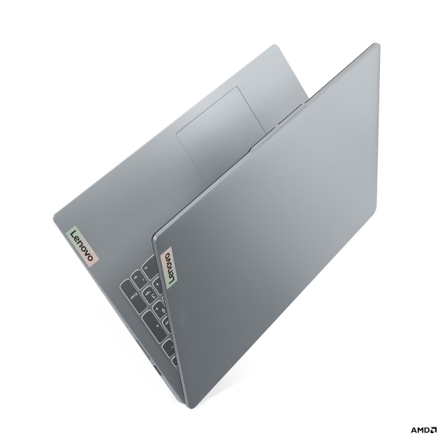 Лаптоп Lenovo IdeaPad Slim 3 15AMN8, AMD Ryzen 3 30 4C (2.4 / 4.1 GHz, 4MB Cache), 15.6'' (39.62 cm) FHD TN Anti-glare Display, 16GB LPDDR5, 512GB M.2 NVMe SSD, Free DOS