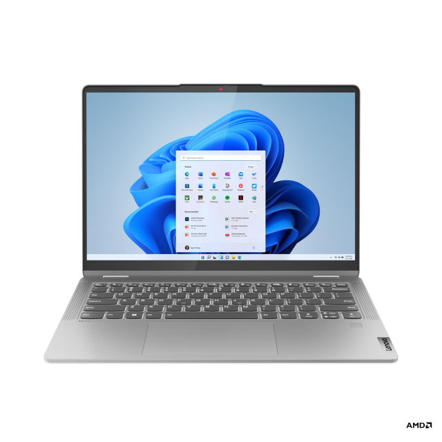 Лаптоп Lenovo IdeaPad Flex 5 14ABR8, AMD Ryzen 5 7530U 6C (2.0 / 4.5 GHz, 16MB Cache), 14.0" (35.56 cm) WUXGA IPS Glossy Display, Touchscreen, 16GB LPDDR4X, 1TB M.2 NVMe SSD, Windows 11 Home