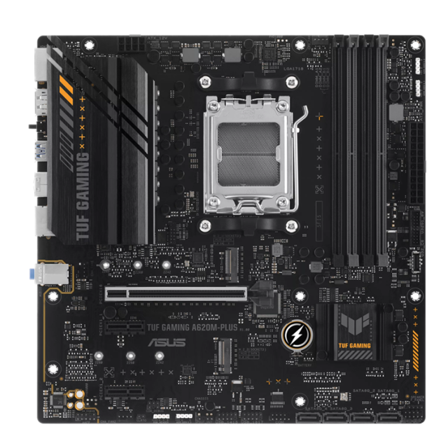 Дънна платка Asus TUF GAMING A620M-PLUS, A620M, AM5, 4x DDR5, PCI-E 4.0, 4x SATA 6Gb/s, 2x M.2, HDMI, DisplayPort, mATX
