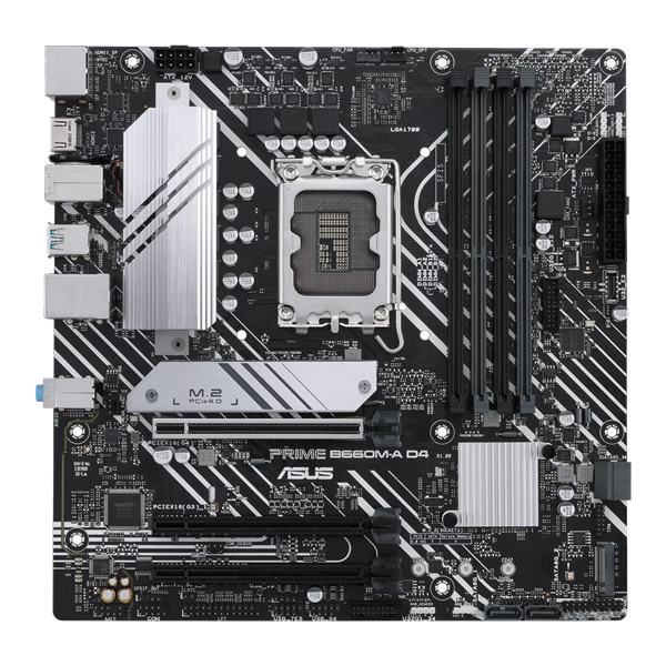 Дънна платка Asus Prime B660M-A D4-CSM, B660, LGA1700, DDR4, PCI-E 4.0, 4x SATA 6Gb/s, 2x M.2, HDMI, DisplayPort, mATX