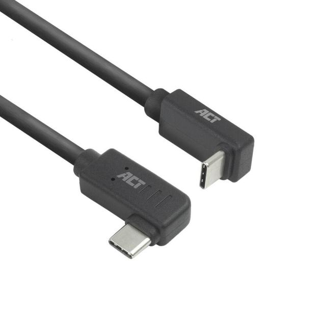 ACT Кабел USB Type-C към USB Type-C, 10Gbps, 60W, 1 m, конектори 90° left/right, up/down angled