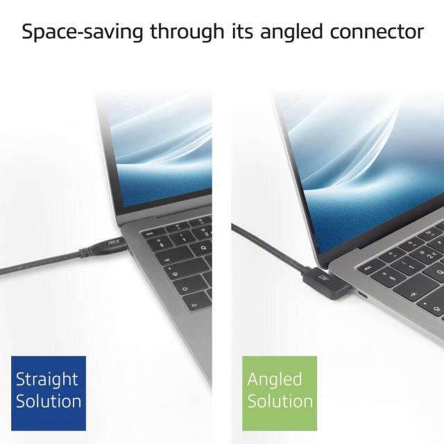 ACT Кабел USB Type-C към USB Type-C, 10Gbps, 60W, 1 m, конектори 90° left/right, up/down angled