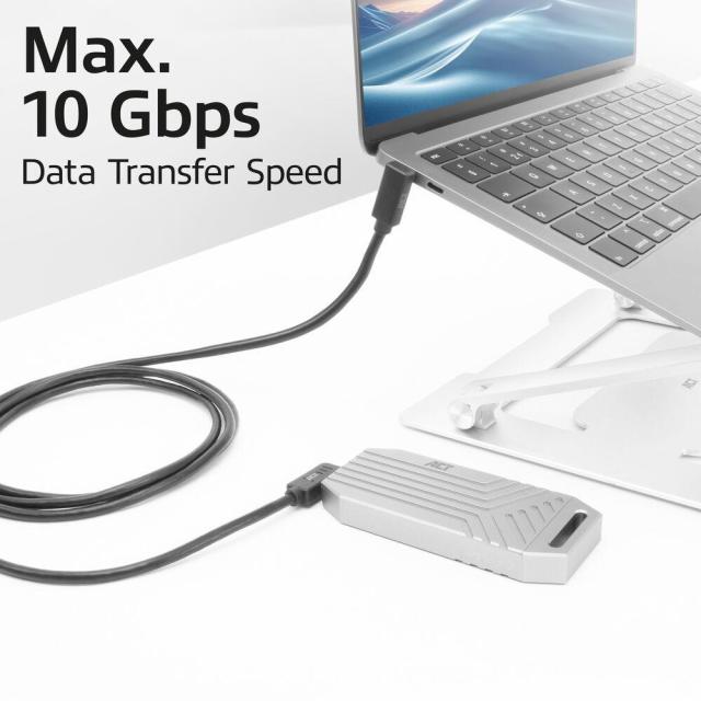 ACT Кабел USB Type-C към USB Type-C, 10Gbps, 60W, 1 m, конектори 90° left/right, up/down angled