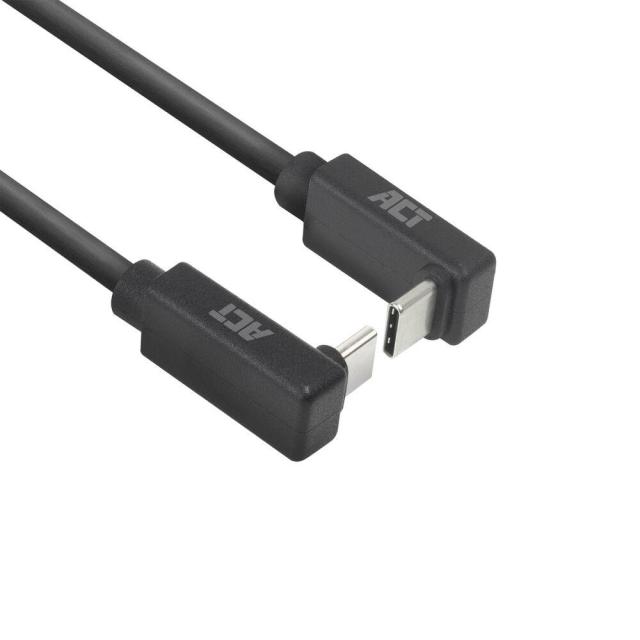 ACT Кабел USB Type-C към USB Type-C, 10Gbps, 60W, 0.5м, конектори на 90° up/down angled
