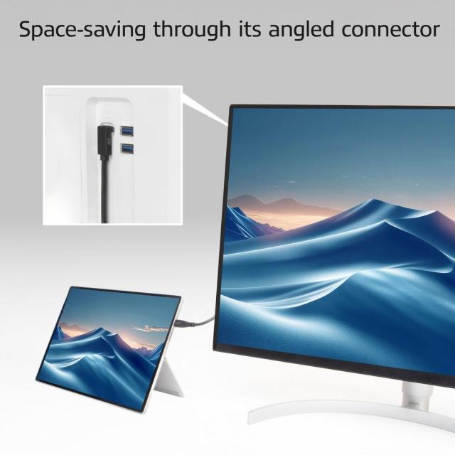 ACT Кабел USB Type-C към USB Type-C, 10Gbps, 60W, 1.0 м, конектори - 1x прав и 1x на 90° up/down angled