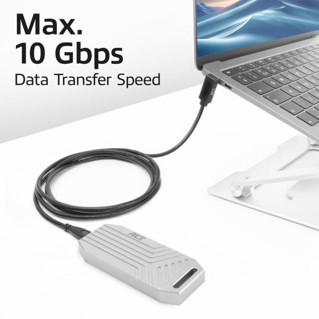 ACT Кабел USB Type-C към USB Type-C, 10Gbps, 60W, 1.0 м, конектори - 1x прав и 1x на 90° up/down angled