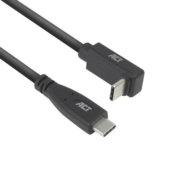 ACT Кабел USB Type-C към USB Type-C, 10Gbps, 60W, 0.5 м, конектори - 1x прав и 1x на 90° up/down angled
