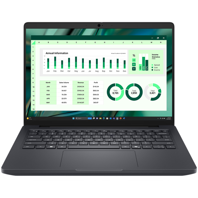 Лаптоп Dell Pro Max 14 MC14250, Intel Core Ultra 7 255H 16C (1.5 / 5.1 GHz, 24MB Cache), 14.0" (35.56 cm) WUXGA IPS Anti-Glare Display, NVIDIA RTX 500 6GB GDDR6, 32GB LPDDR5X, 512 GB M.2 NVMe SSD, BG Backlit KBD, FPR, Windows 11 Pro