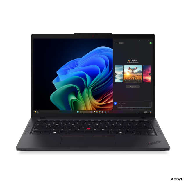 Лаптоп Lenovo ThinkPad T14 G6, AMD Ryzen AI 7 PRO 350 8C (3.5 / 5.0 GHz, 16MB Cache), 14.0" (35.56 cm) 2.8K OLED Anti-Reflection Display, Touchscreen, AMD Radeon 860M, 32GB DDR5, 1 TB M.2 NVMe SSD, Windows 11 Pro